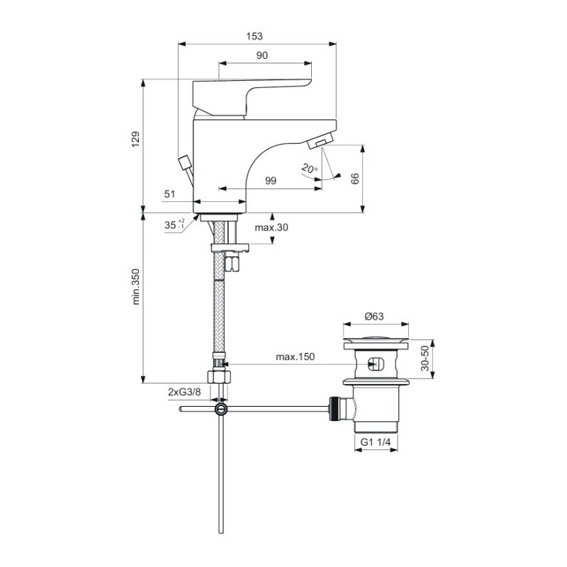 Смеситель для раковины Ideal Standard Ceraplan III B0700AA