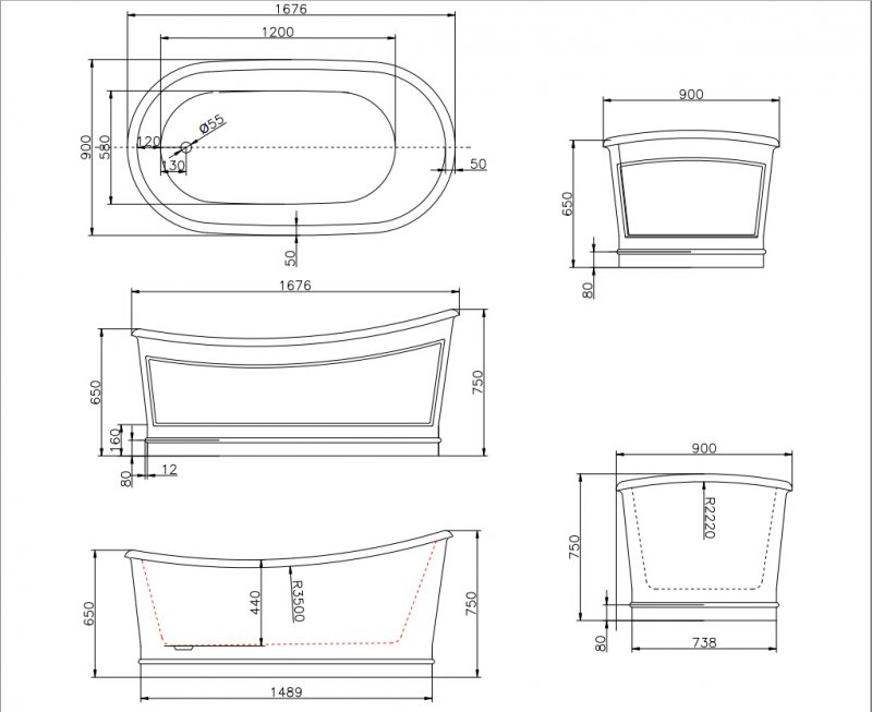 Акриловая ванна BelBagno BB32-MATT 167x90 белый