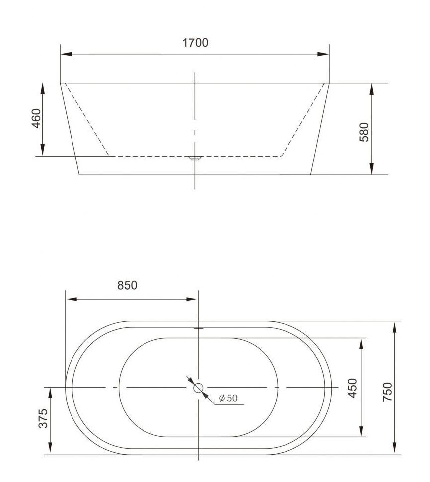 Акриловая ванна Art&Max AM-203-1700-750 170x75