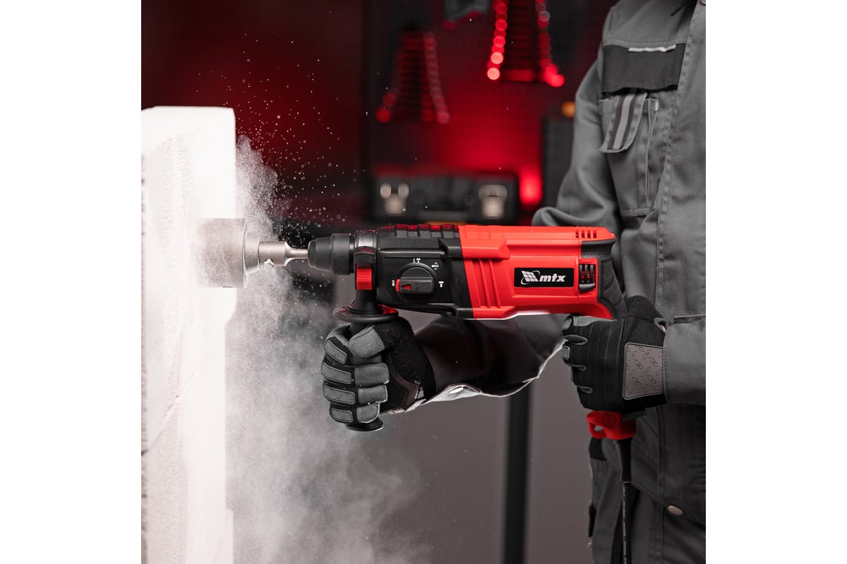 Электрический перфоратор MTX mrh-600-22, sds-plus, 600 Вт, 2.2 Дж, 3 плюс 1 реж. 26682