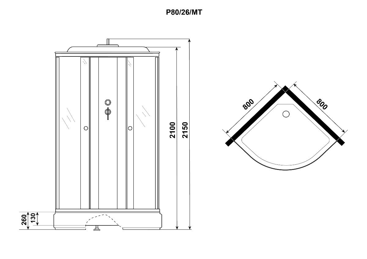 Душевая кабина Niagara Promo P80/26/MT 80x80 стекло матовое, без г/м