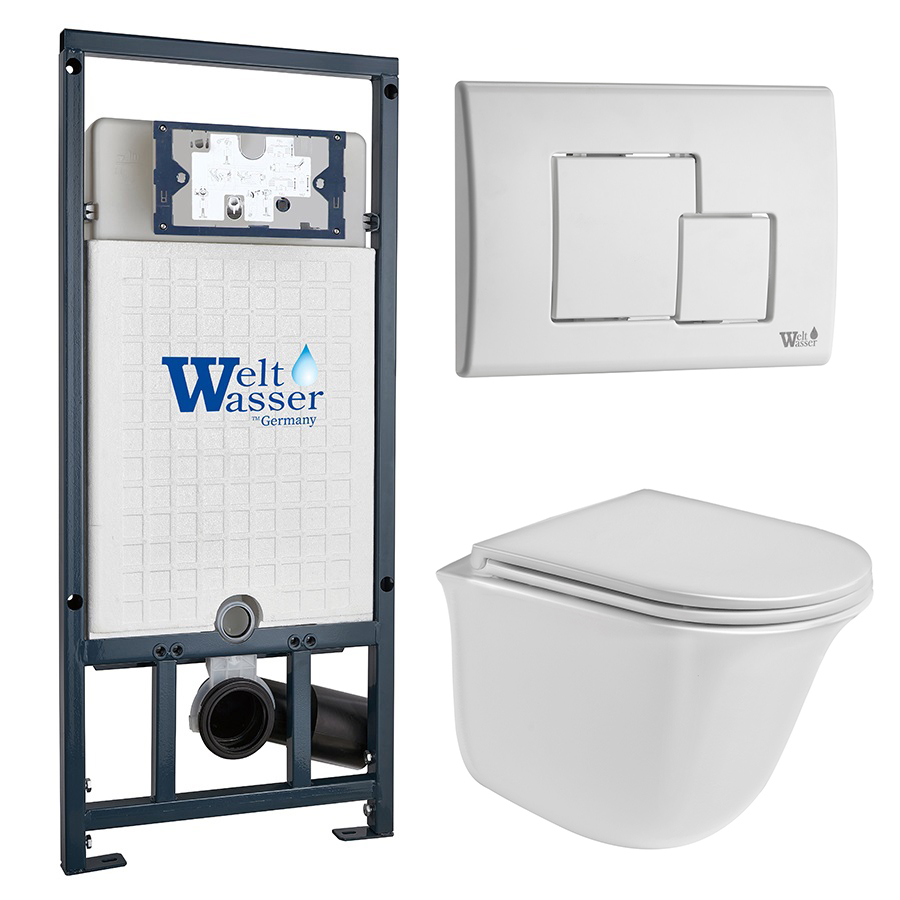 Комплект Weltwasser 10000011132 унитаз Telbach 004 GL-WT + инсталляция Marberg 507 + кнопка Mar 507 SE GL-WT
