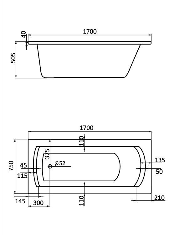 Акриловая ванна Santek Монако XL 170x75