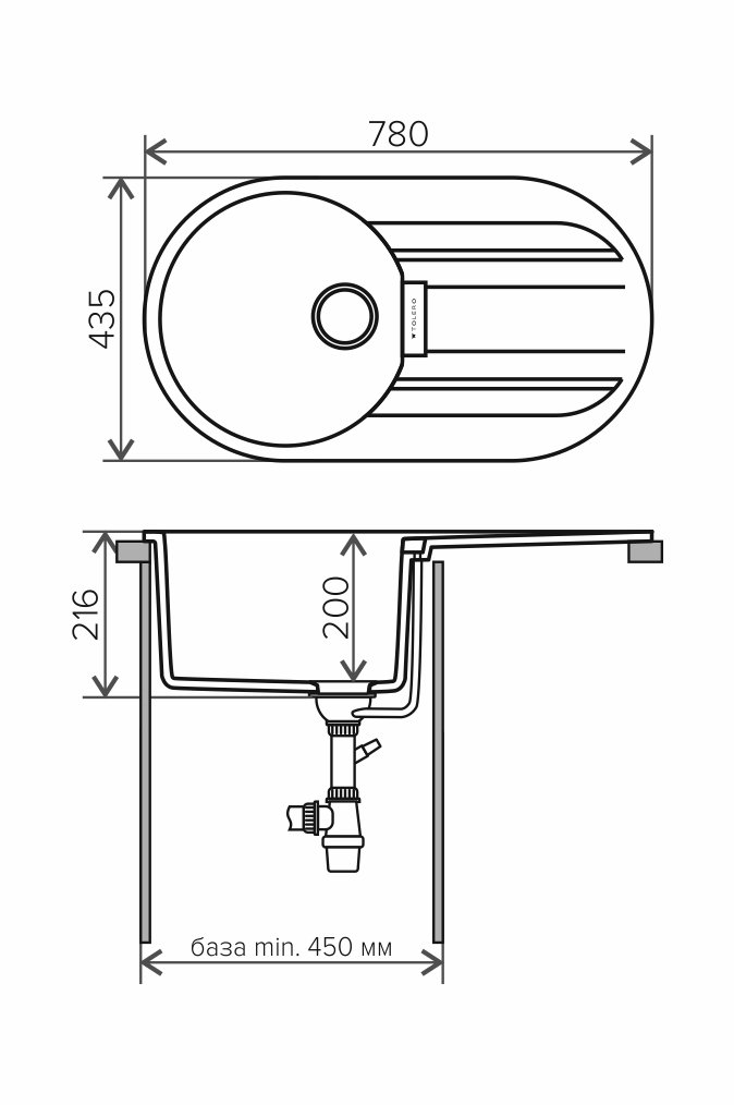 Кухонная мойка Tolero TL-780 №701 78 см серый