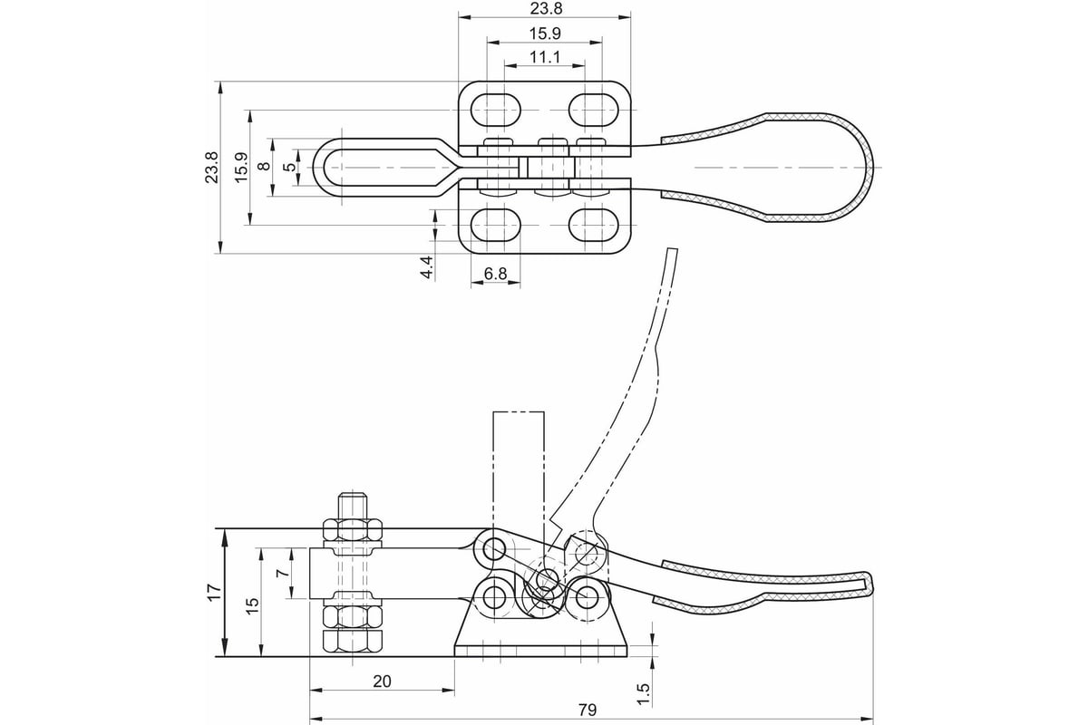 Зажим с горизонтальной рукоятью HS CLAMP HS-201