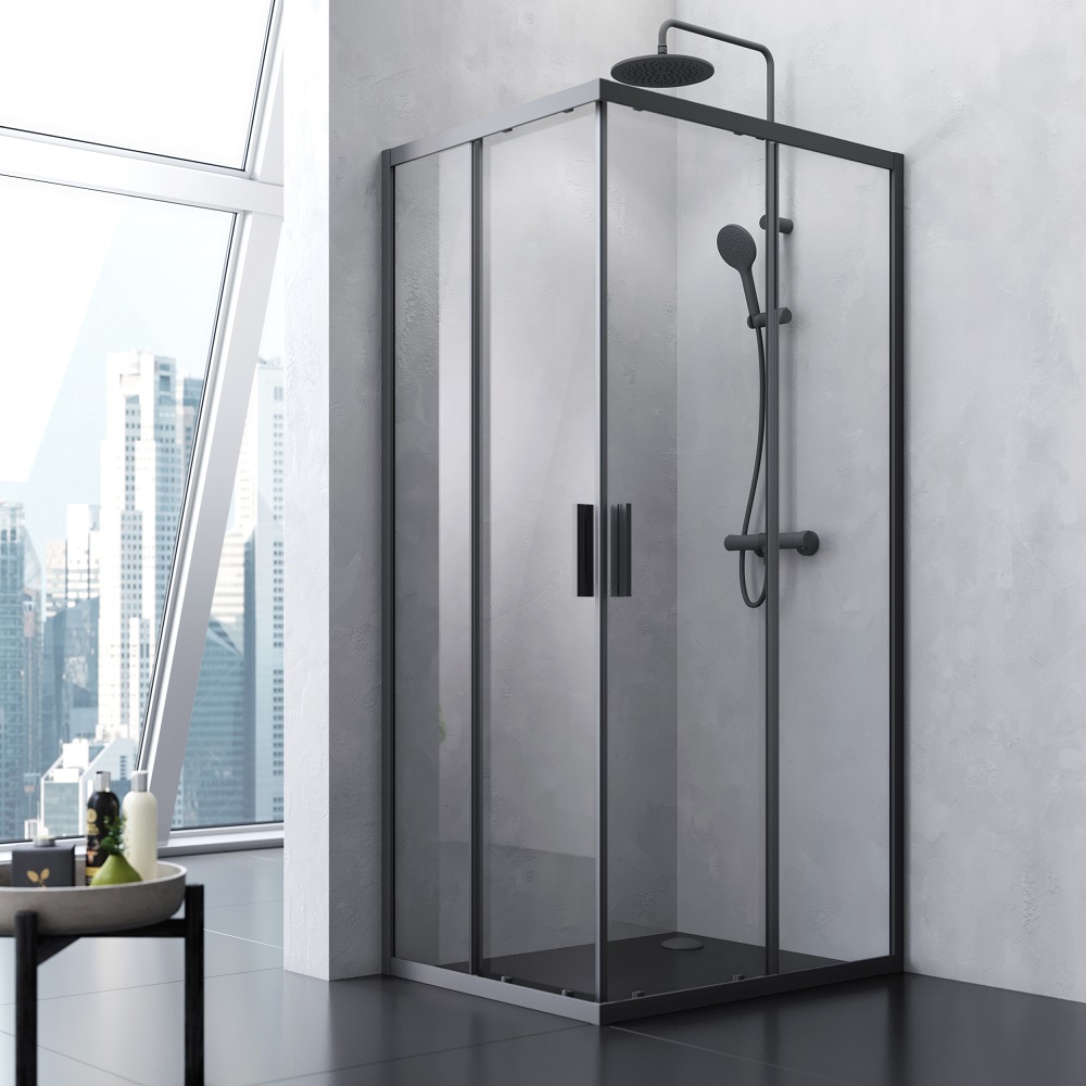 Душевой уголок Am.Pm Gem S W93G-404-100280-BT 100x80 прозрачный, черный матовый
