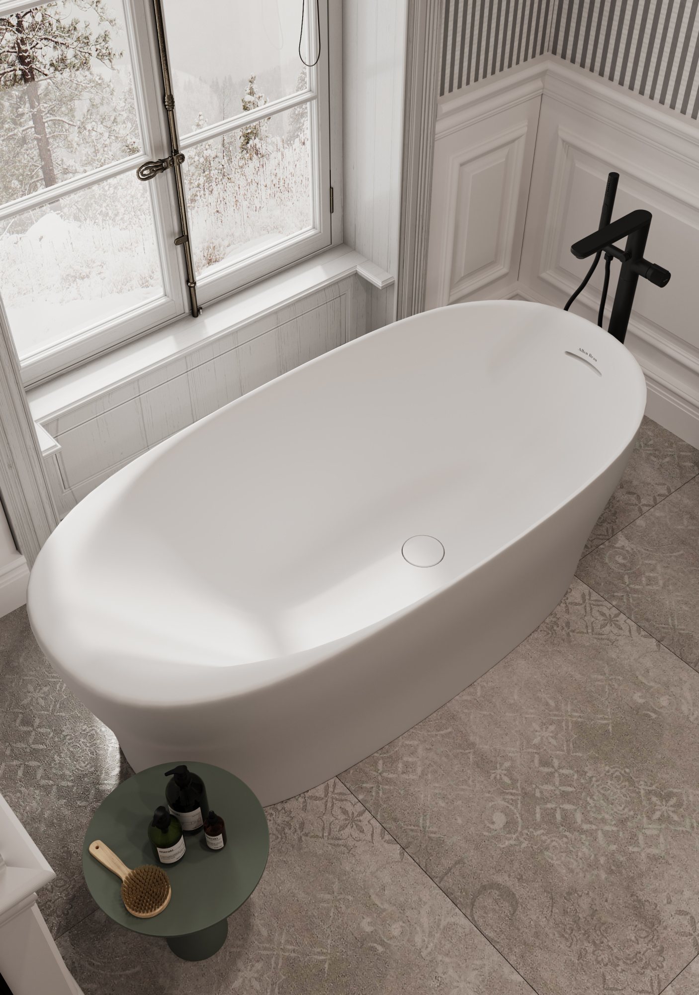 Ванна из искусственного камня Allen Brau Solid Stone Krion Neo XL 180x80 белый матовый 2.35002.21