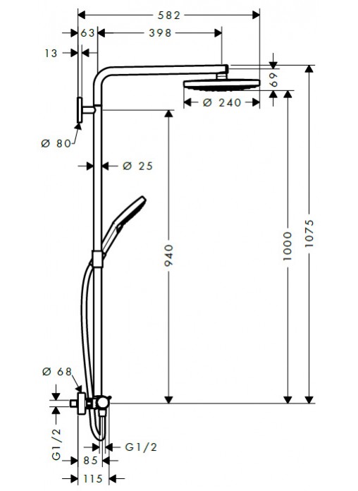 Душевая стойка Hansgrohe Raindance Select S 240 27129000 термостат