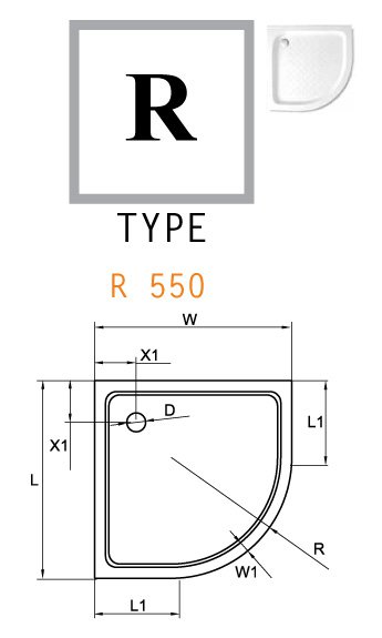 Поддон для душа Cezares TRAY 95x95 радиусный