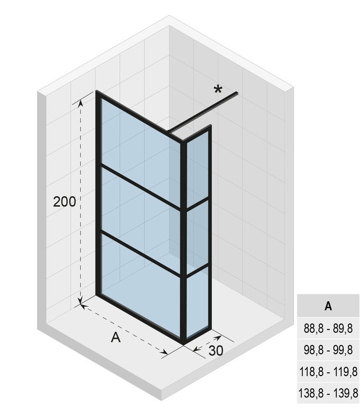 Душевая перегородка Riho Grid GB402 140x200 черный G004040121