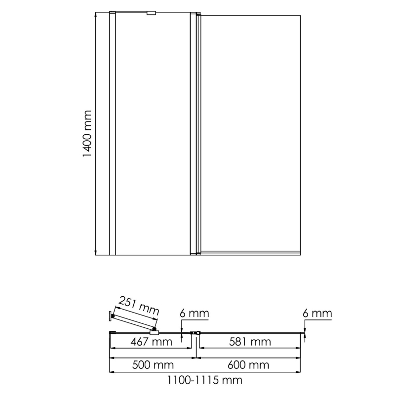 Шторка для ванны WasserKRAFT Salm 27P02-110 Fixed 110х140 см хром