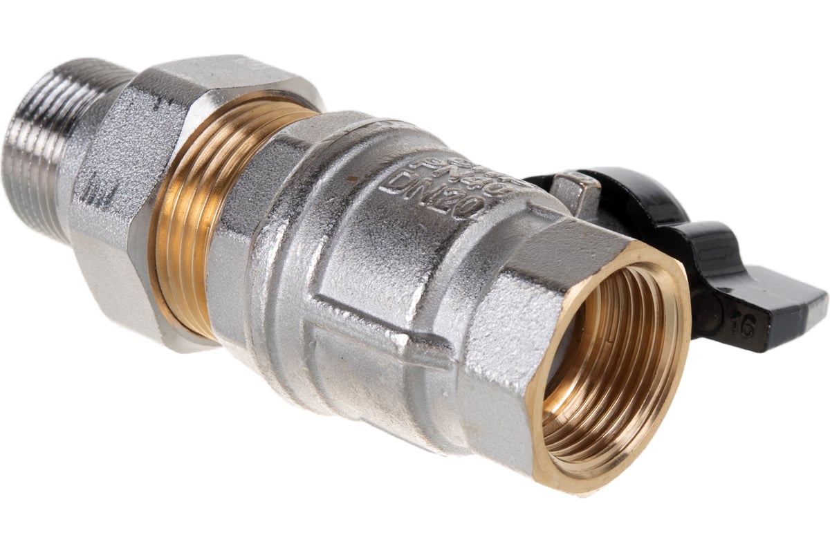 Шаровой кран ELSEN Strong T, 3/4", НВ, ручка-бабочка, с накидной гайкой EV34.3201