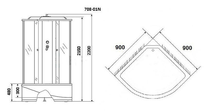 Душевая кабина Niagara Ultra NG-708-01N 90x90 стекло прозрачное с полосой