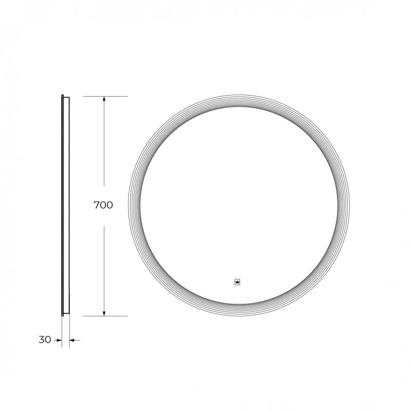 Зеркало Cezares Eco 70x70 см с подсветкой CZR-SPC-ECO-700-LED-TCH