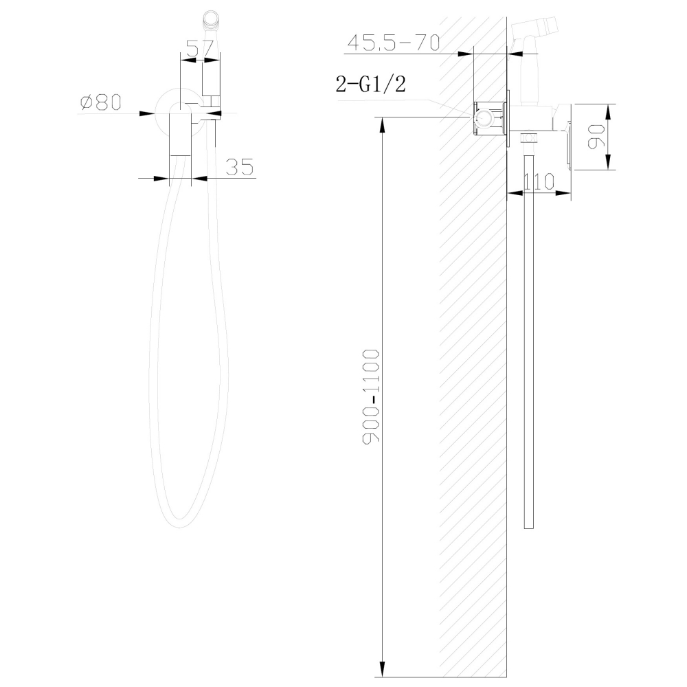 Смеситель Abber Weiss Insel AF8025W с гигиеническим душем, белый