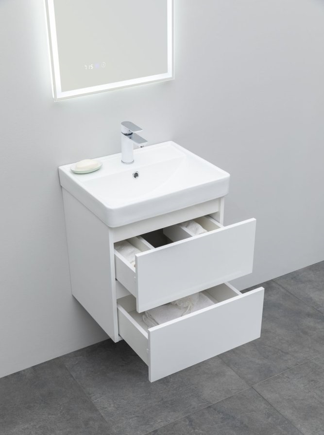 Мебель для ванной Aquanet Вега 50 см белый глянец