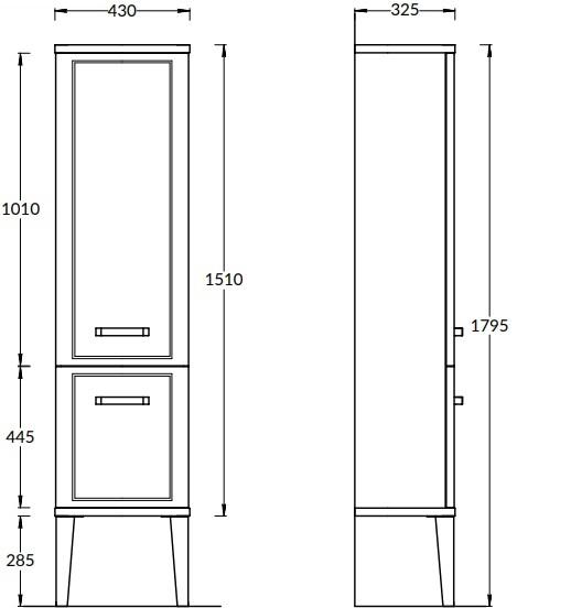 Шкаф пенал Kerama Marazzi Pompei New 43 см белый глянцевый PO.N.150\WHT