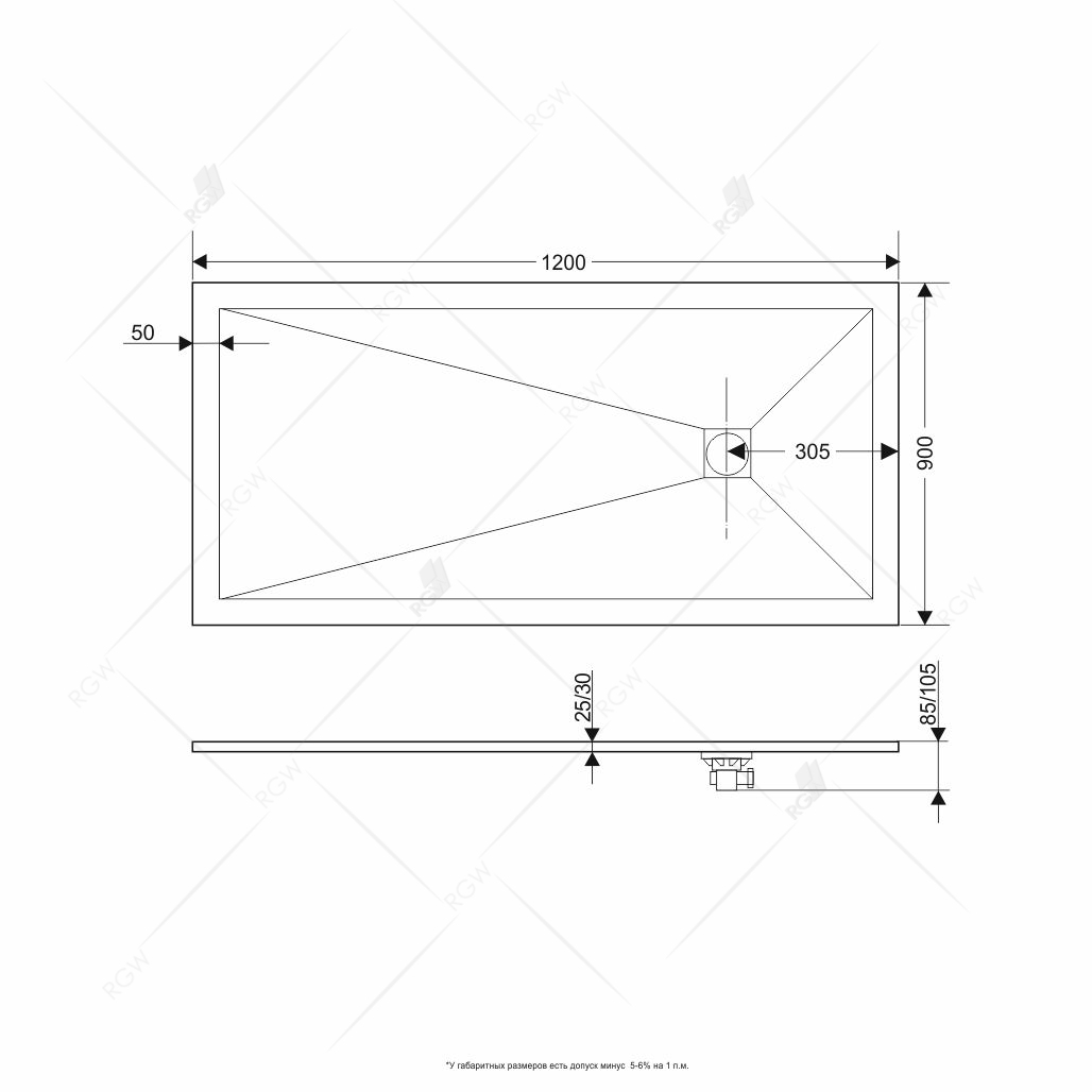 Поддон для душа RGW Stone Tray ST-0129W 90x120 белый