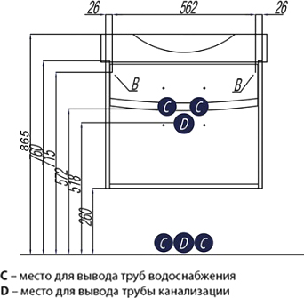 Тумба с раковиной Акватон Инфинити 65 Н, ясень коимбра