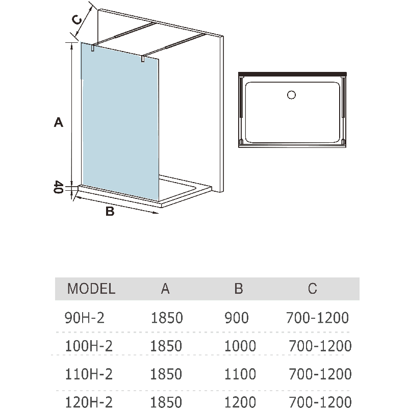 Душевая перегородка WeltWasser WW400 100H-2 100x185 прозрачная, 10000001235