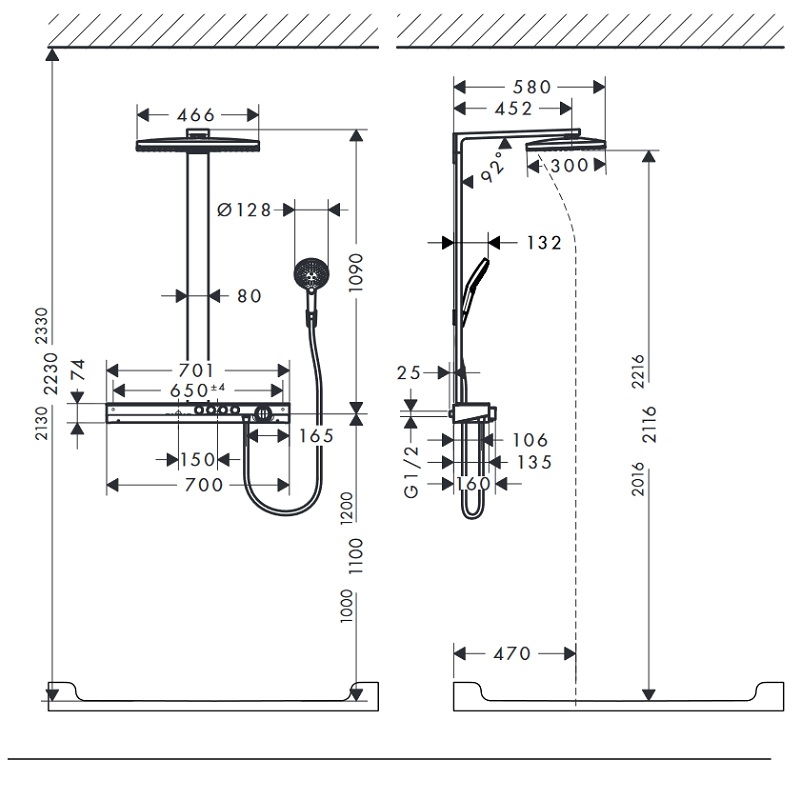 Душевая стойка Hansgrohe Rainmaker Select 460 3jet Showerpipe 27106400