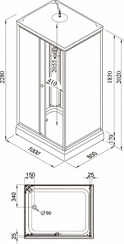 Душевая кабина Тритон Квадро А Щ0000045506 100x80 ДН4, полосы