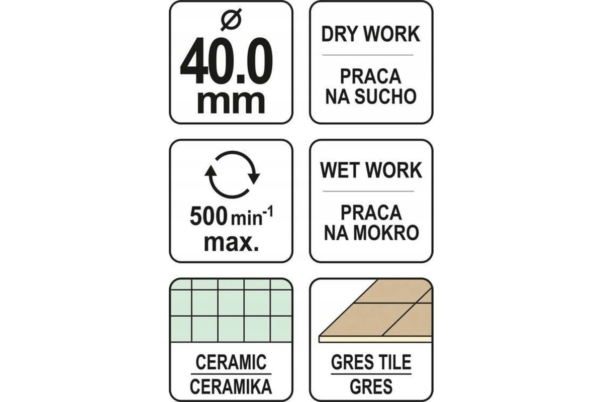 Сверло алмазное по керамограниту 40 мм Yato YT-60431