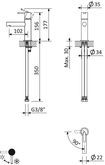 Смеситель для раковины Cezares LEAF-LSM1-01-W0 хром