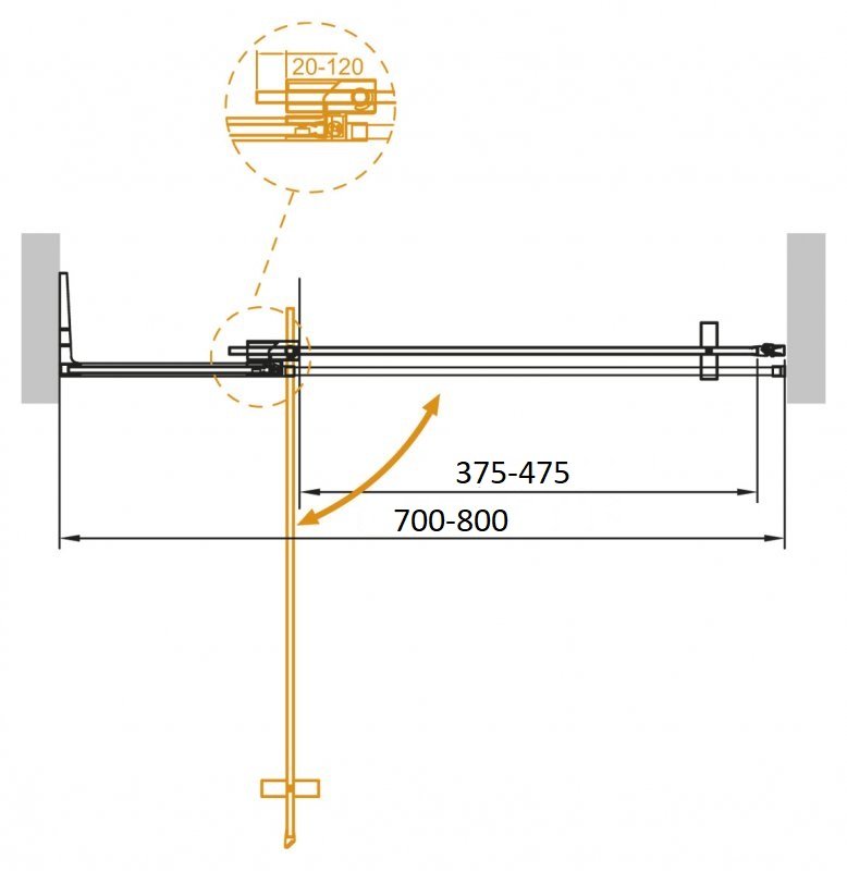 Душевая дверь Cezares SLIDER-B-1-70/80-BR-NERO 70x195, бронзовая, черный