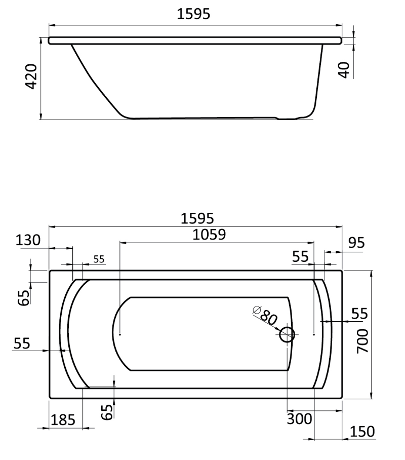 Боковая панель Santek Монако, Тенерифе 150, 160, 170 L