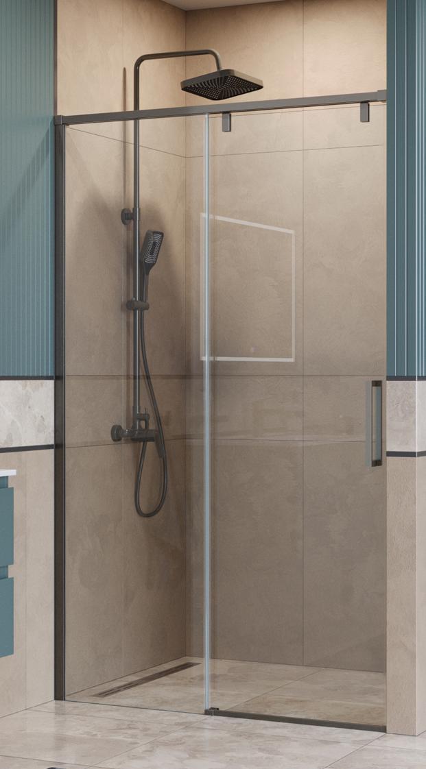 Душевая дверь BelBagno SOFT_CLOSE-1-BF-1-110-C-GM 110x200 прозрачная, оружейная сталь Душевая дверь BelBagno SOFT_CLOSE-1-BF-1-110-C-GM 110x200 прозрачная, оружейная сталь