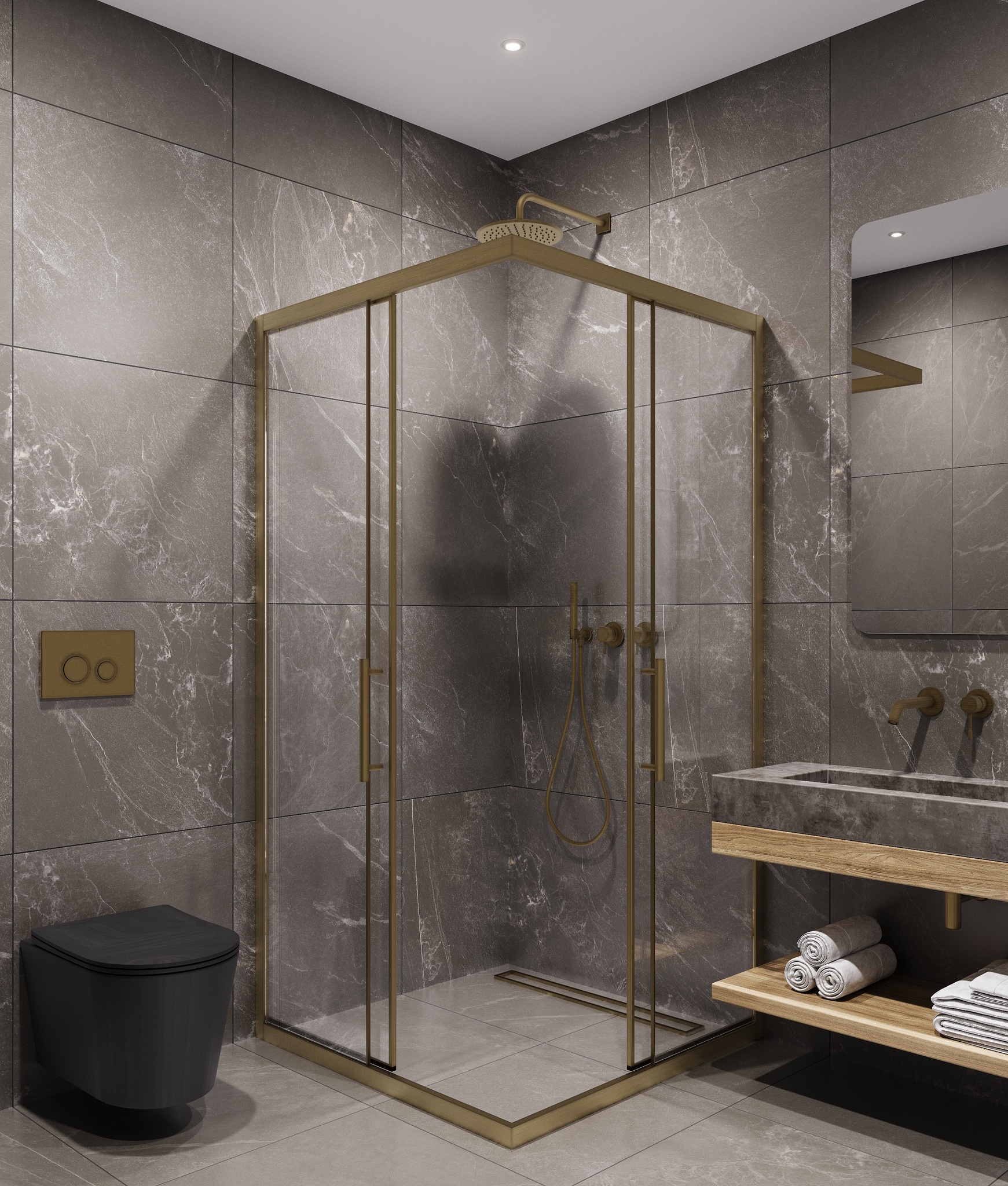 Душевой уголок Timo TKSS-100/17C-8 100x100 прозрачный, матовое золото