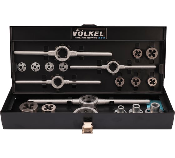 Набор плашек VOLKEL М3-М12 DINEN22568 HSS-G 19 предметов V49599