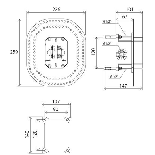 Скрытая часть смесителя Ravak R-box RB 070.50 X070052