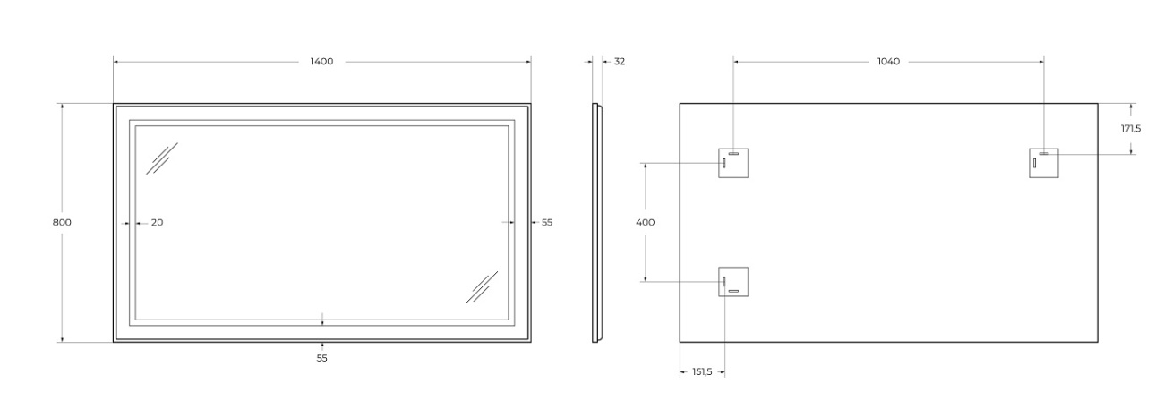 Зеркало BelBagno SPC-KRAFT-1400-800-SENS-NERO 140x80 см сенсорный выключатель, черный