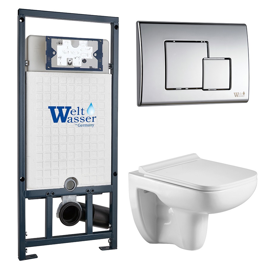 Комплект Weltwasser 10000006969 унитаз Kehlbach 004 GL-WT + инсталляция Marberg 507 + кнопка Mar 507 SE