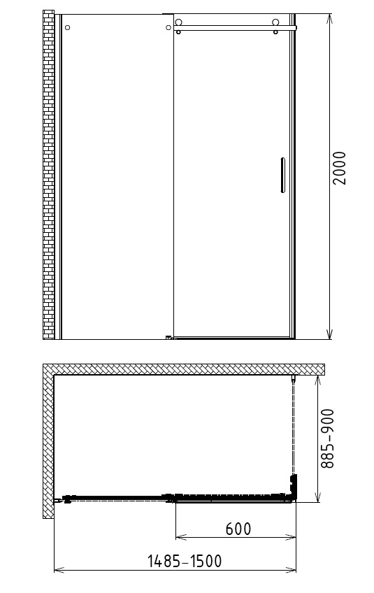 Душевой уголок Gemy Modern Gent S25161 L 90x150