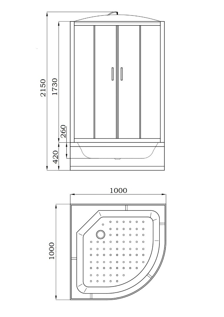 Душевая кабина Parly EB1021 100x100 матовое стекло, белый