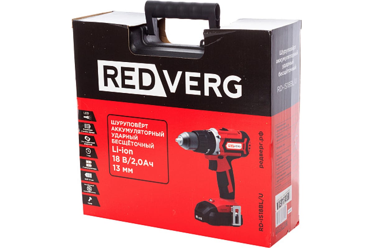 Аккумуляторный ударный бесщеточный шуруповерт Redverg RD-IS18BL/U 6672874