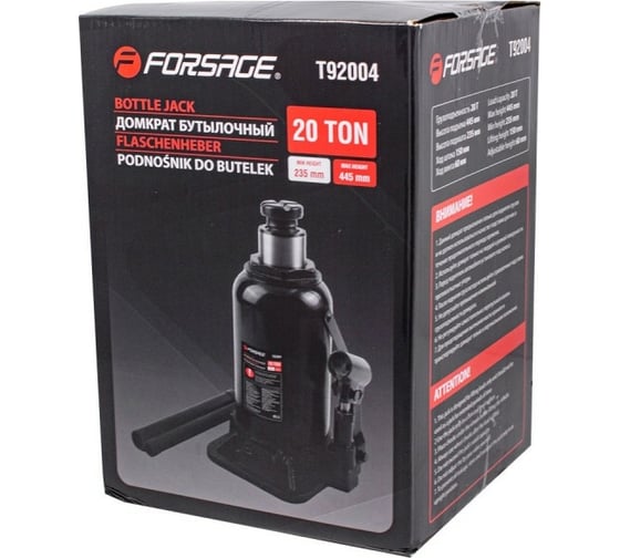 Домкрат Forsage бутылочный 20т с клапаном F-T92004/DS/(51359)
