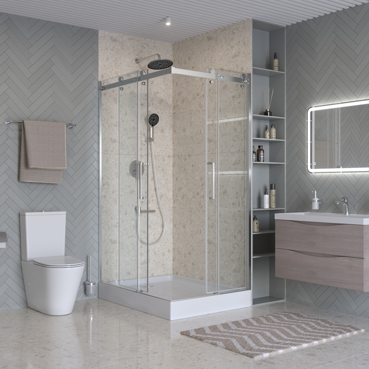 Душевой уголок BelBagno MARINO-2-AH-2-120/90-C-CR 120x90 прозрачный, хром