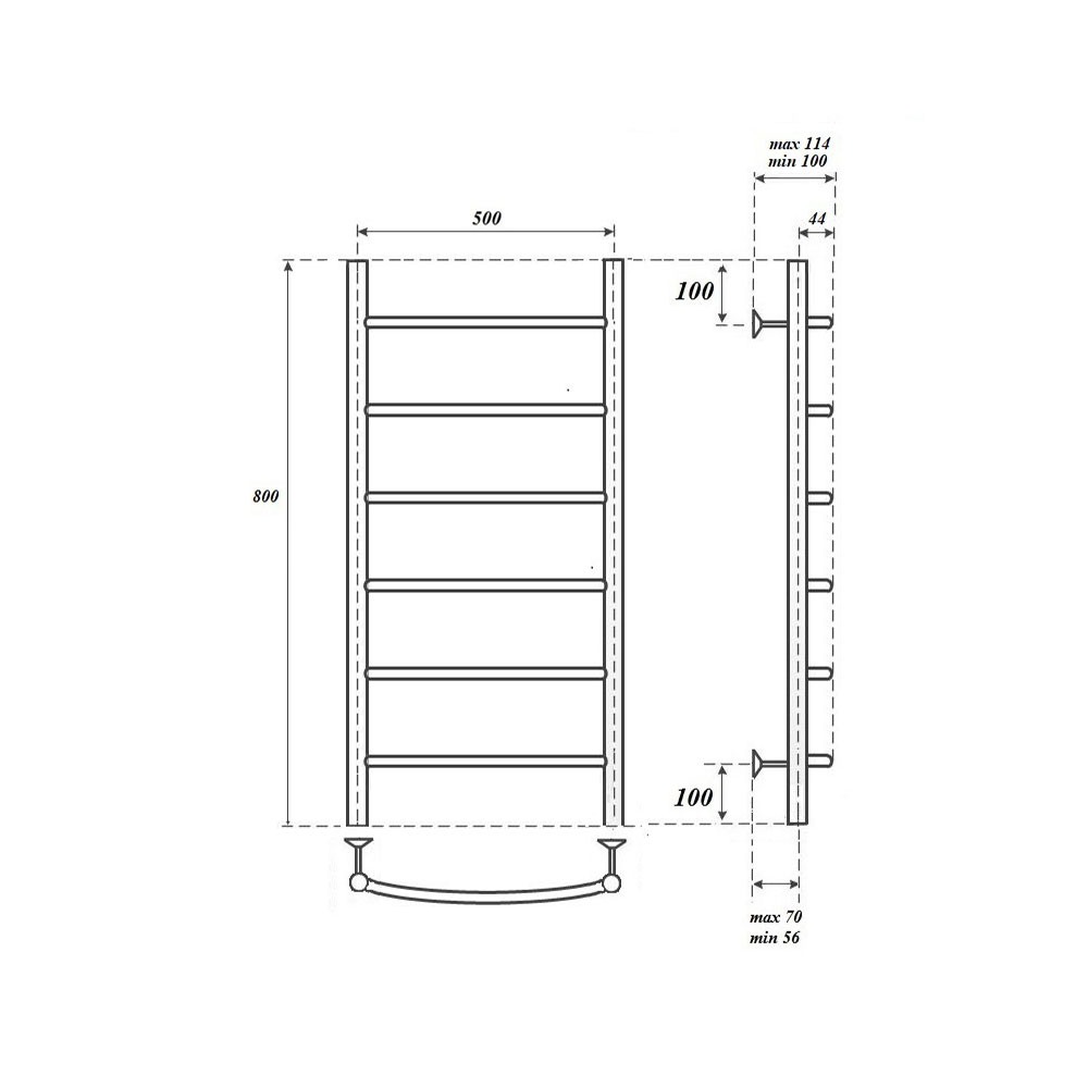 Полотенцесушитель водяной Point PN04158 П6 50x80, хром