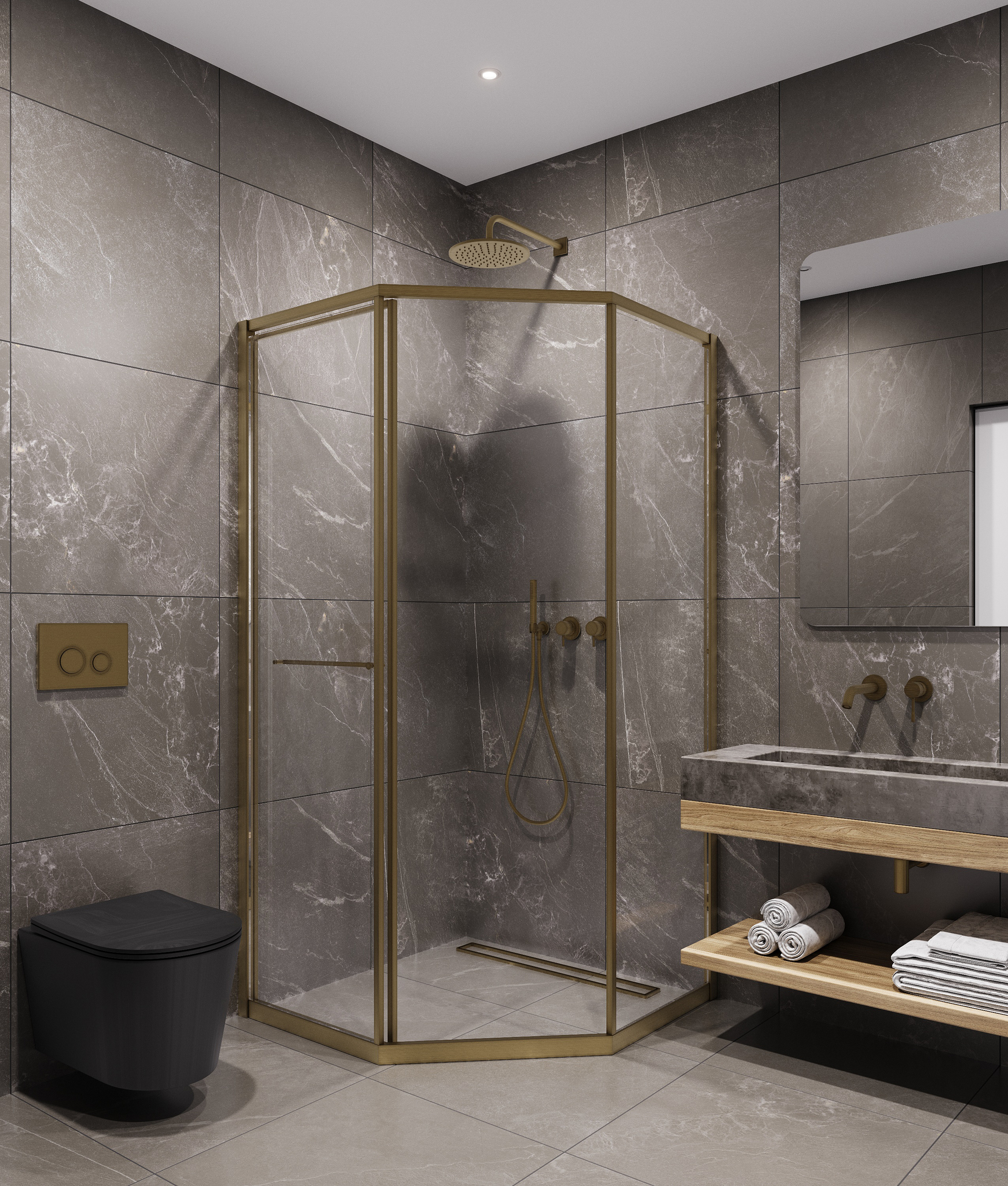 Душевой уголок Timo TTSS-100/17C-8L 100x100 левый, прозрачный, матовое золото