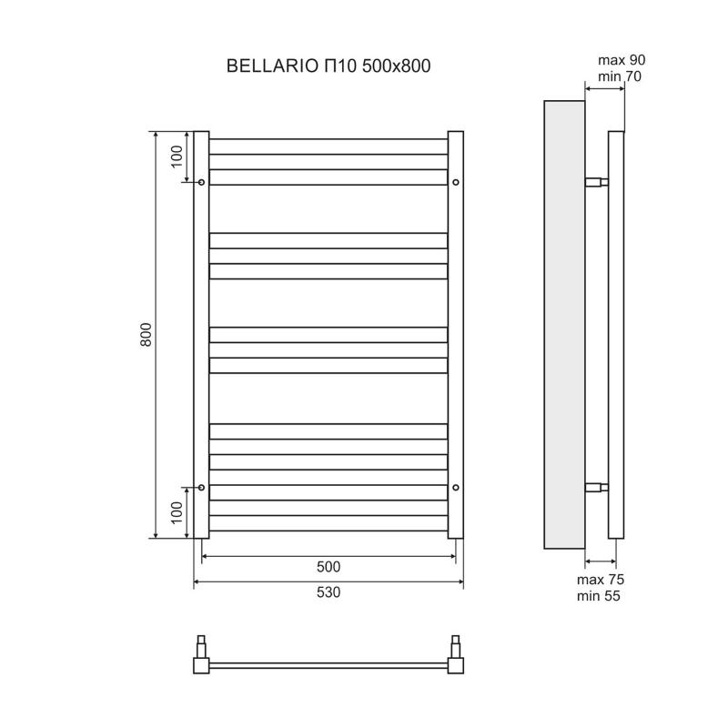 Полотенцесушитель водяной Lemark Bellario LM68810 П10 50x80