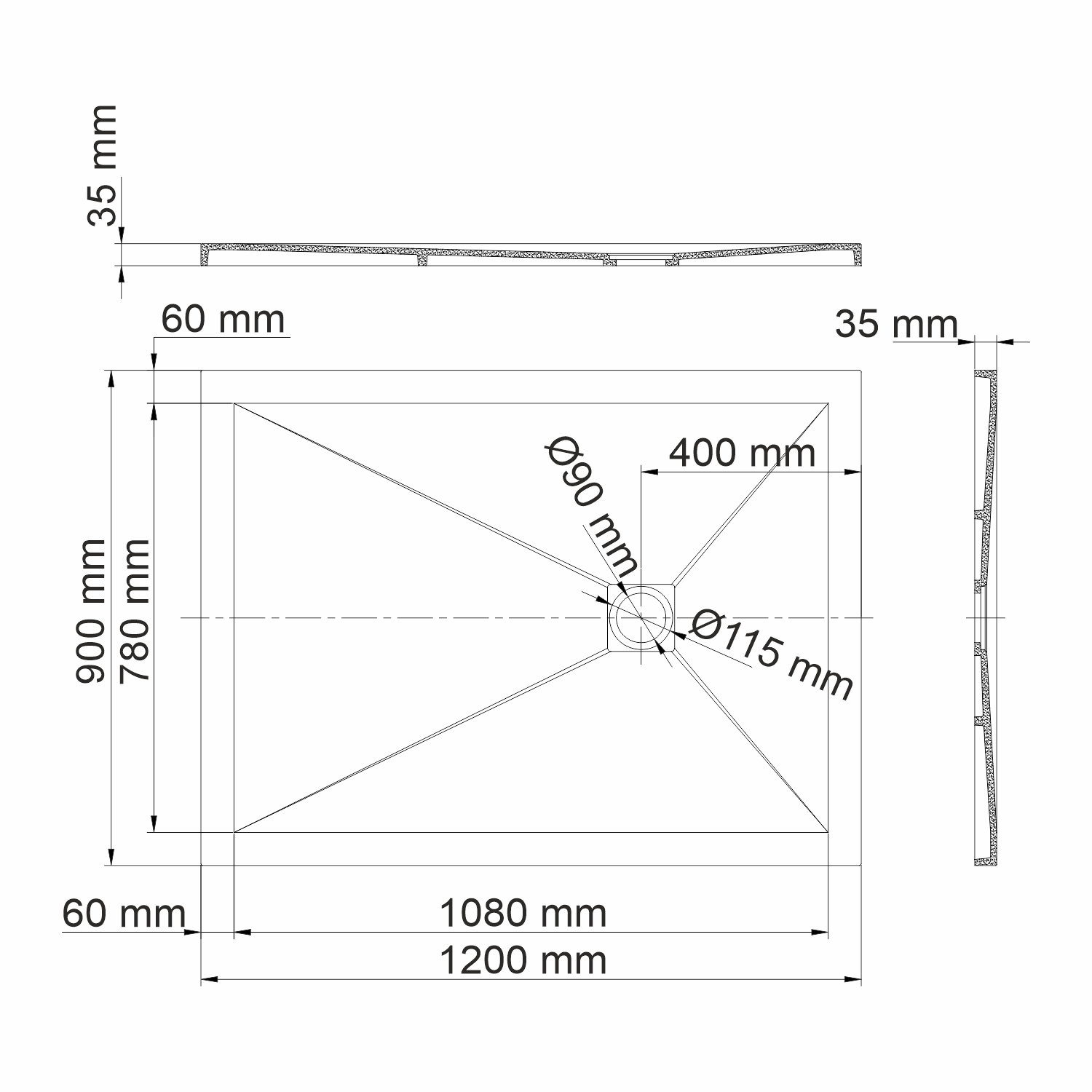 Поддон для душа WasserKRAFT Aller 10T07 120x90, слоновая кость