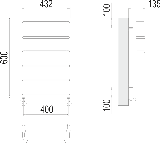 Полотенцесушитель водяной Terminus Стандарт П6 400x600, 4670078530318