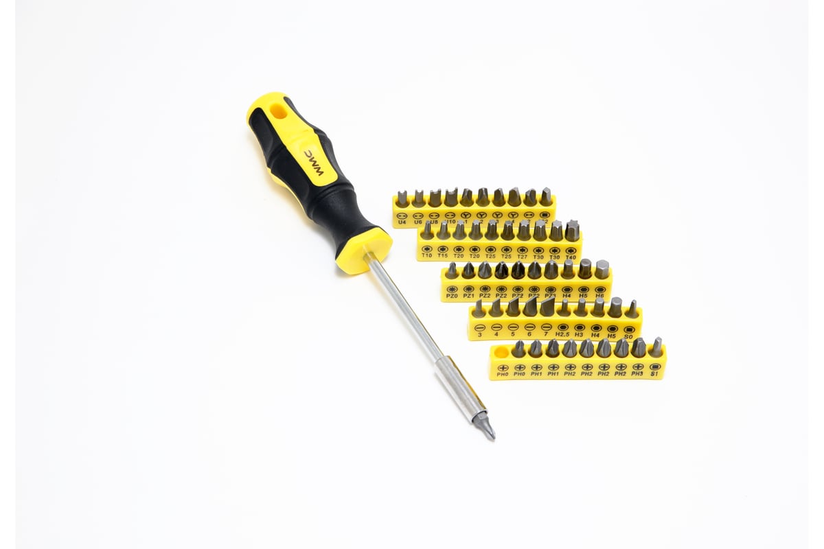 Набор инструментов WMC TOOLS (6 комплектов) 65 пр (отвертки,биты с битодержателем, отвертки ювелирные) в кейсе WMC-1065 ( 6 K-T )(58582)