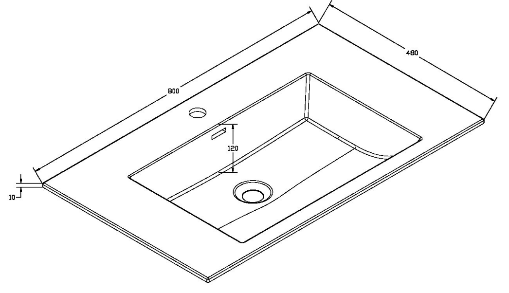 Раковина Vincea VCB-13800G 80 см, серый