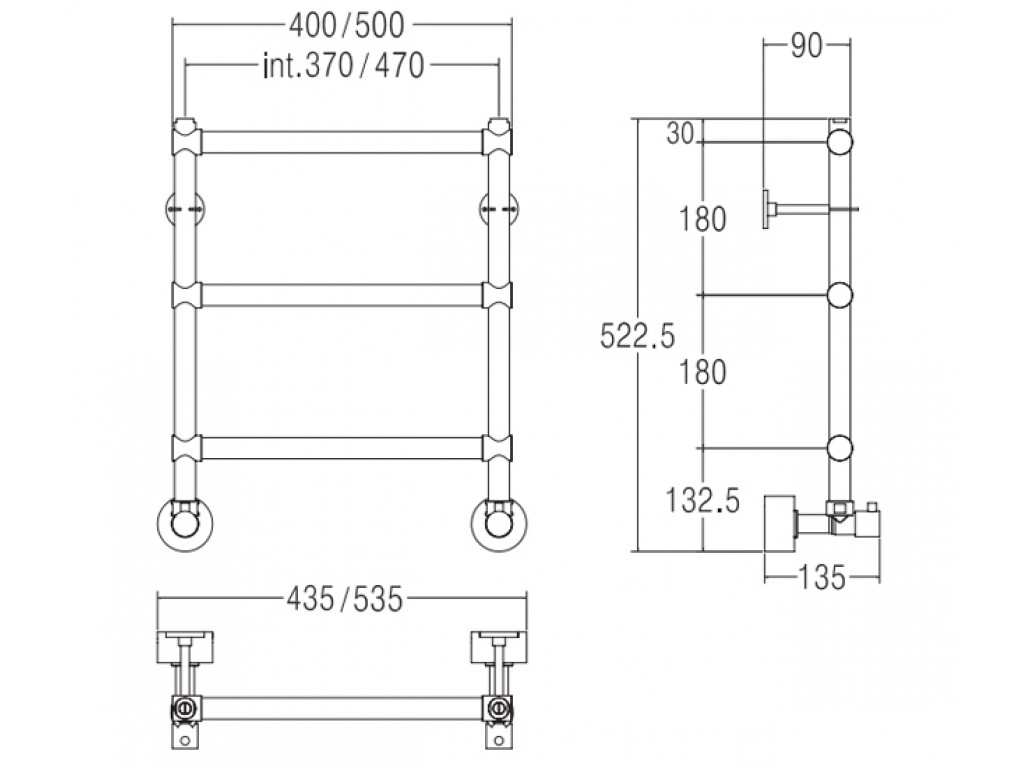 Полотенцесушитель водяной Margaroli Sole 370-440-3 хром