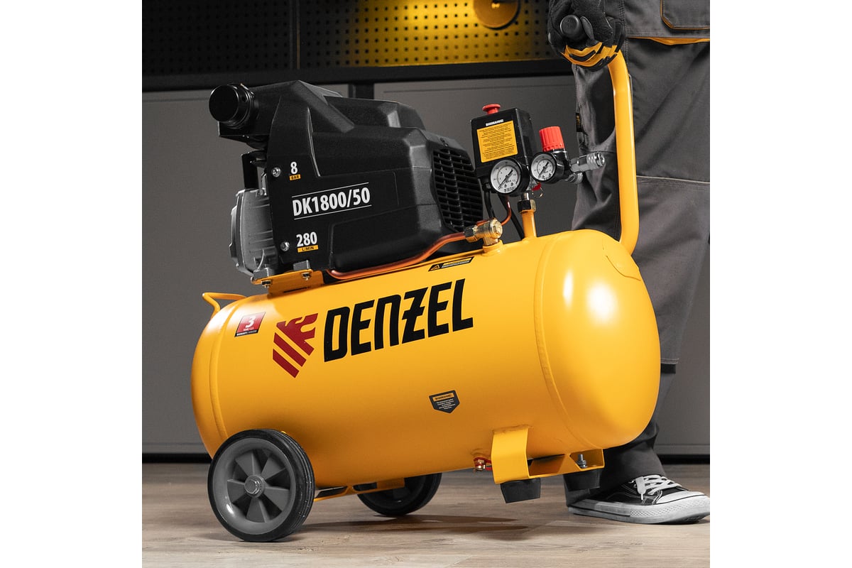 Воздушный компрессор Denzel DK1800/50,Х-PRO 1,8 кВт, 280л/мин, 50л 58068